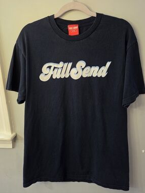 Fullsend Mens Size Large T-Shirt Navy Cursive Logo Nelk Boys Graphic Tee